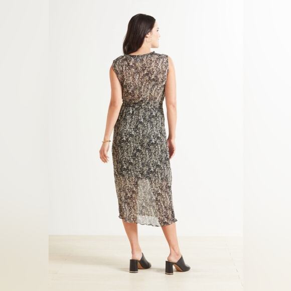 Evereve Reagan Chiffon Dress‎ sleeveless splatter print black white - Picture 2 of 6